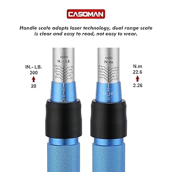 CASOMAN 1/4-inch Drive Click Torque Wrench Set, Dual